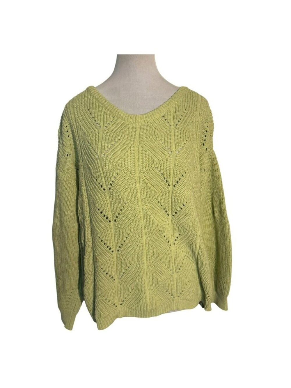 Miracle U.S.A. Open Back Knit Cotton Blend Light Green Sweater Size S/M